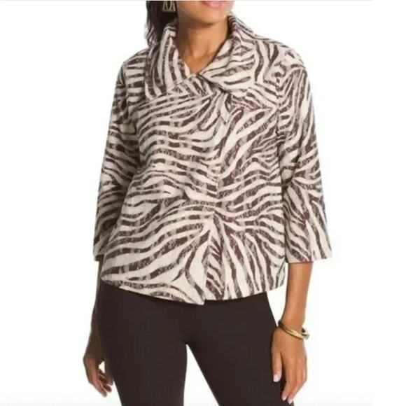 Chico’s 1 Zebra Swing Jacket | Runway-Inspired Neutral Brown Lace Fall '25 Trend - Picture 2 of 9